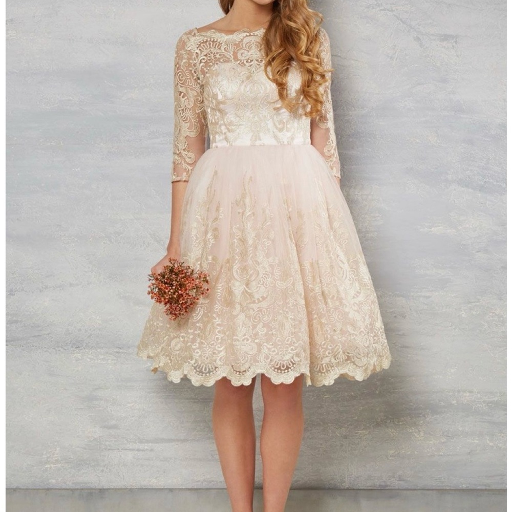 Chi Chi London Lace Dress in Cream and White